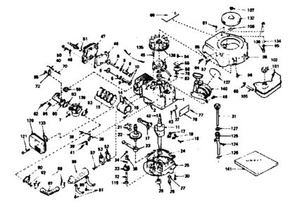 Basic Engine Diagram and Parts List for 143227062  Craftsman Engine