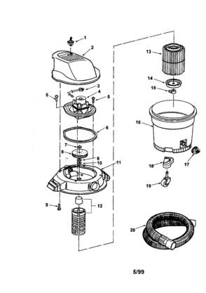 16 Gallon Wet/dry Vac. Diagram and Parts List for 113177890  Craftsman Filters & Accessories