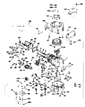 Basic Engine Diagram and Parts List for 143224372  Craftsman Engine