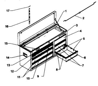Tool Cart Diagram and Parts List for 706957280  Craftsman Tool Stand & Cart