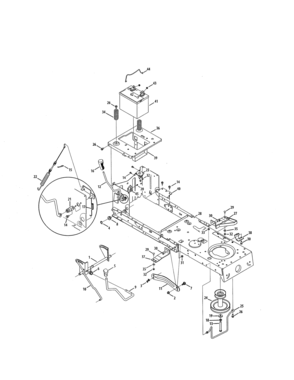 Battery/frame Diagram and Parts List for 24728881  Craftsman Lawn Tractor