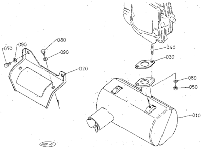 Muffler Diagram and Parts List for 3904  Craftsman Lawn Mower