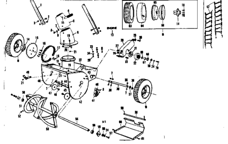 Reel Assembly Diagram and Parts List for 53682559  Craftsman Snow Blower