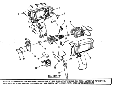 Motor Assy Diagram and Parts List for 315101100  Craftsman Boring Machine