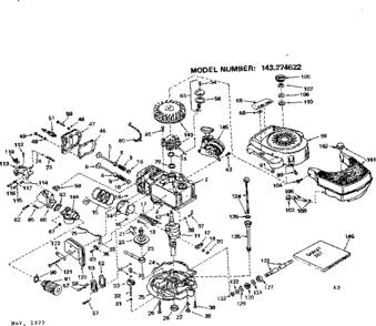 Replacement Parts Diagram and Parts List for 143274622  Craftsman Engine