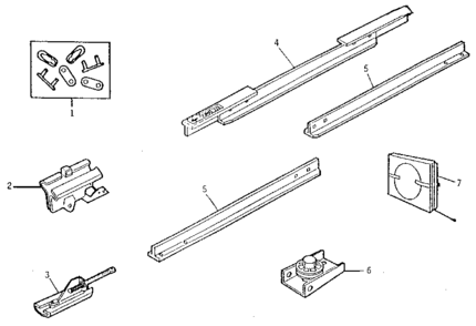 Rail Assembly Diagram and Parts List for 13953625SR  Craftsman Garage Door Opener