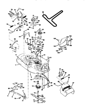 Mower Deck Diagram and Parts List for 917270630  Craftsman Lawn Tractor