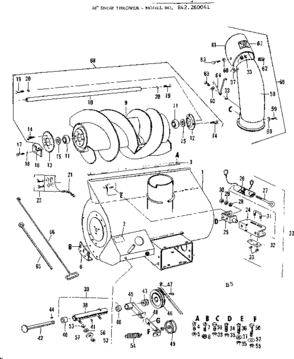 Auger  Assembly Diagram and Parts List for 842260041  Craftsman Snow Blower