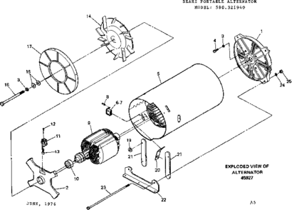 Alternator Diagram and Parts List for 580321940  Craftsman Engine