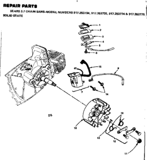 Solid State Diagram and Parts List for 917353734  Craftsman Chainsaw