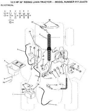 Electrical Diagram and Parts List for 917255570  Craftsman Lawn Tractor