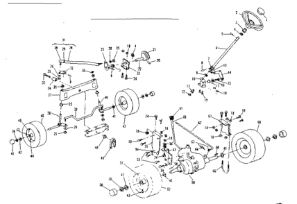 Steering And Front Axle Diagram and Parts List for 53696330  Craftsman Lawn Mower