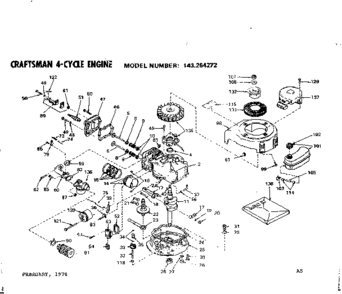 Replacement Parts Diagram and Parts List for 143264272  Craftsman Engine