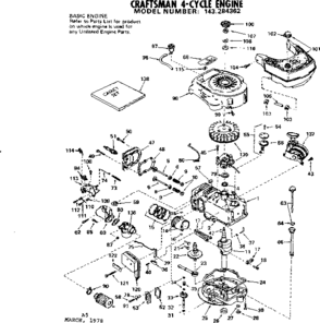 Replacement Parts Diagram and Parts List for 143284362  Craftsman Engine