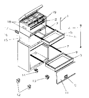Tool Center Diagram and Parts List for 706598900  Craftsman Tool Stand & Cart