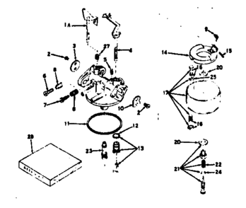 Carburetor Diagram and Parts List for 143629062  Craftsman Engine