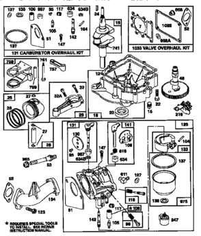 Engine 28n707-0171-01 (71/500) Diagram and Parts List for 917256510  Craftsman Lawn Tractor