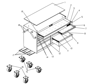 Tool Chest Diagram and Parts List for 706655542  Craftsman Tool Stand & Cart