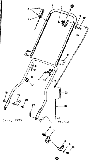 Handle Assembly Diagram and Parts List for 53681723  Craftsman Lawn Mower