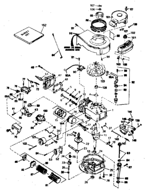 Basic Engine Diagram and Parts List for 143364222  Craftsman Engine
