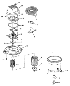 Unit Diagram and Parts List for 113177960  Craftsman Utility Vacuum
