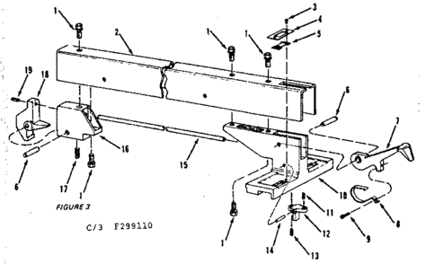 62363 Rip Fence Assembly Diagram and Parts List for 113299110  Craftsman Saw