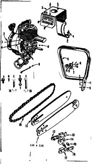 Engine / Chain And Guide Bar Diagram and Parts List for 91760044  Craftsman Chainsaw