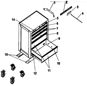 Chest Diagram and Parts List for 706593471  Craftsman Tool Stand & Cart