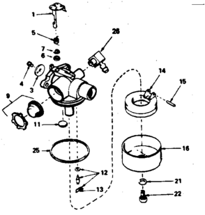 Carburetor Diagram and Parts List for 143374452  Craftsman Engine