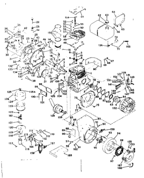 Basic Engine Diagram and Parts List for 143579062  Craftsman Engine