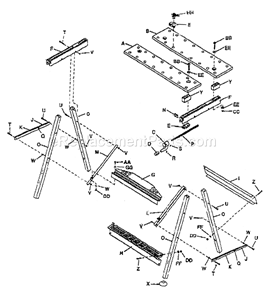 Workbench Diagram and Parts List for 69565857  Craftsman Workbench