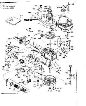 Replacement Parts Diagram and Parts List for 143344172  Craftsman Engine