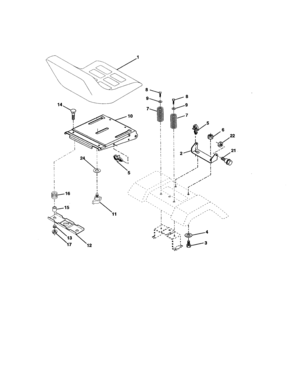 Seat Assembly Diagram and Parts List for 917272754  Craftsman Lawn Tractor