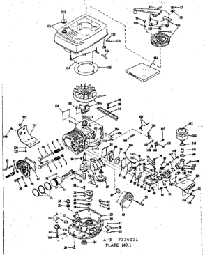 Basic Engine Diagram and Parts List for 143126011  Craftsman Engine