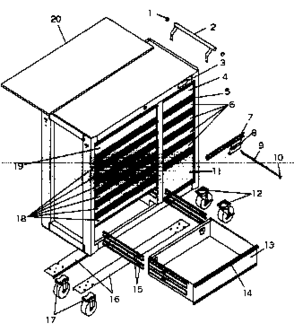 Cabinet Parts Diagram and Parts List for 706619330  Craftsman Tool Stand & Cart