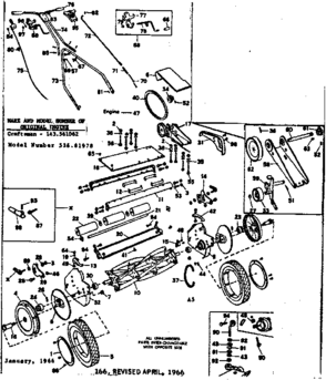 Replacement Parts Diagram and Parts List for 53681978  Craftsman Lawn Mower