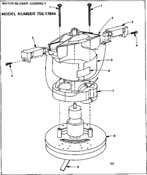 Motor-blower Diagram and Parts List for 75817844  Craftsman Utility Vacuum