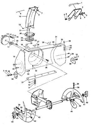Auger Housing Assembly Diagram and Parts List for 53688410  Craftsman Snow Blower