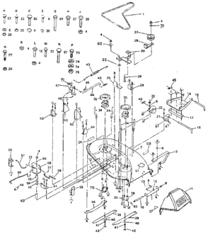 38" Mower Diagram and Parts List for 917259730  Craftsman Lawn Tractor