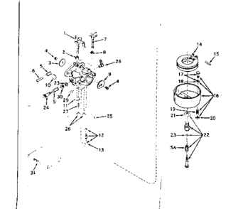 Carburetor No. 631114 Diagram and Parts List for 143177022  Craftsman Engine