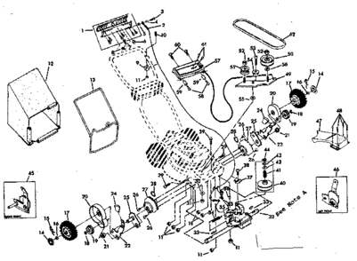 Axle Assembly Diagram and Parts List for 131974401  Craftsman Lawn Mower