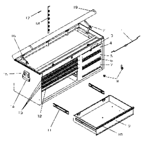 Chest Diagram and Parts List for 706619300  Craftsman Tool Stand & Cart