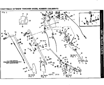 Handle Assembly Diagram and Parts List for 536899170  Craftsman Snow Blower