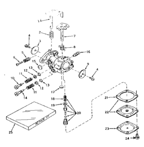 Carburetor No. 630989 Diagram and Parts List for 143571102  Craftsman Engine