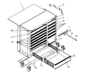 Part Location Diagram of 14010A2-DR8 Craftsman Tool chest caster channel