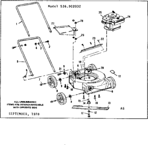Replacement Parts Diagram and Parts List for 536902032  Craftsman Lawn Mower