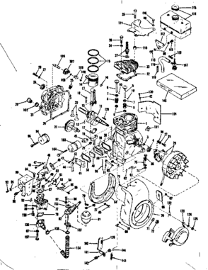 Basic Engine Diagram and Parts List for 14350402  Craftsman Engine