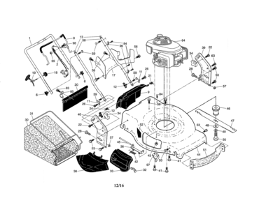 Engine/housing/handle Diagram and Parts List for 917378300  Craftsman Lawn Mower