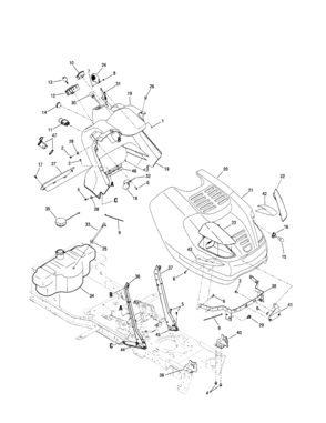 Fuel Tank/hood Diagram and Parts List for 247289330  Craftsman Lawn Tractor