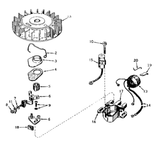 Magneto Diagram and Parts List for 143574082  Craftsman Engine